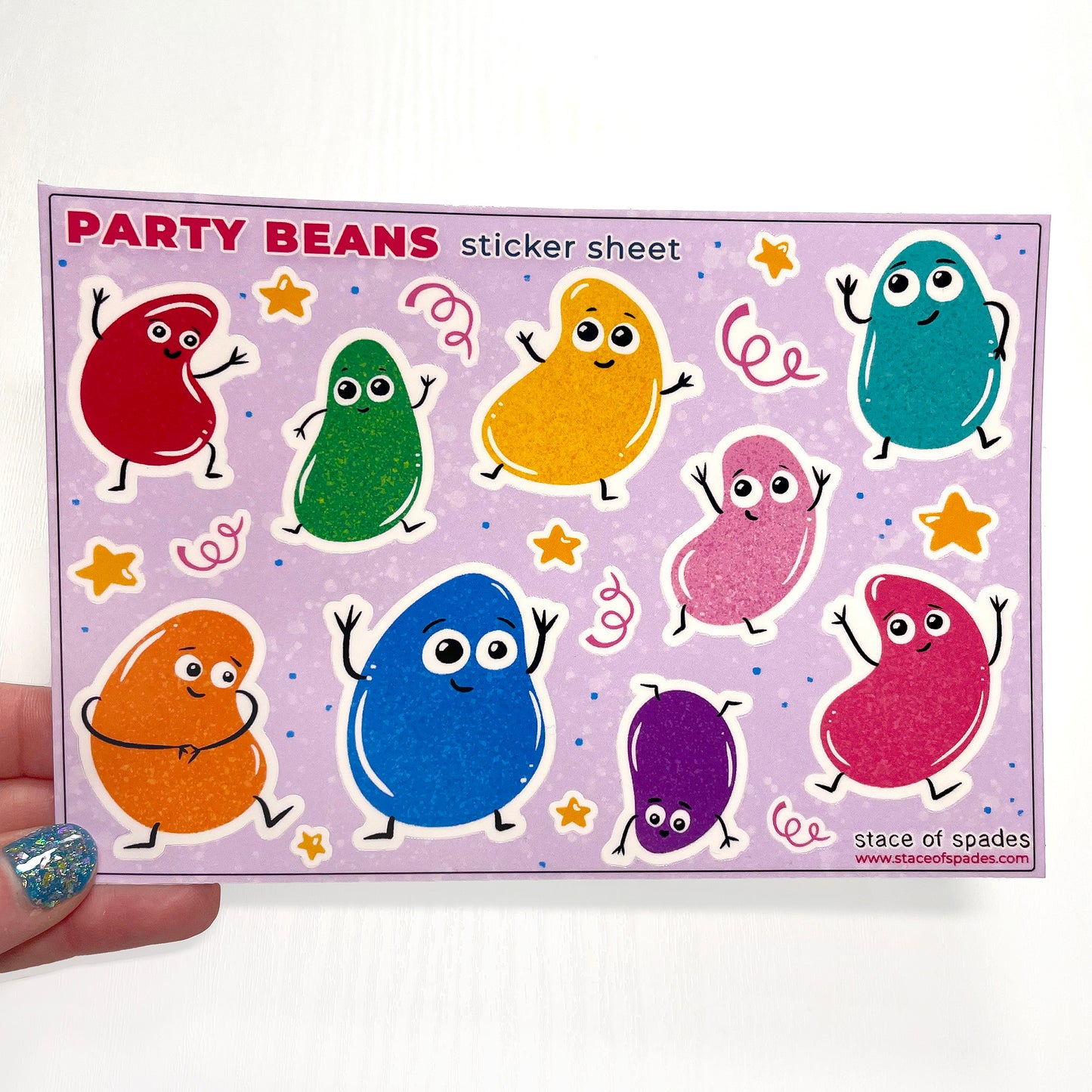 Party Beans! (Sticker Sheet and Notecard)