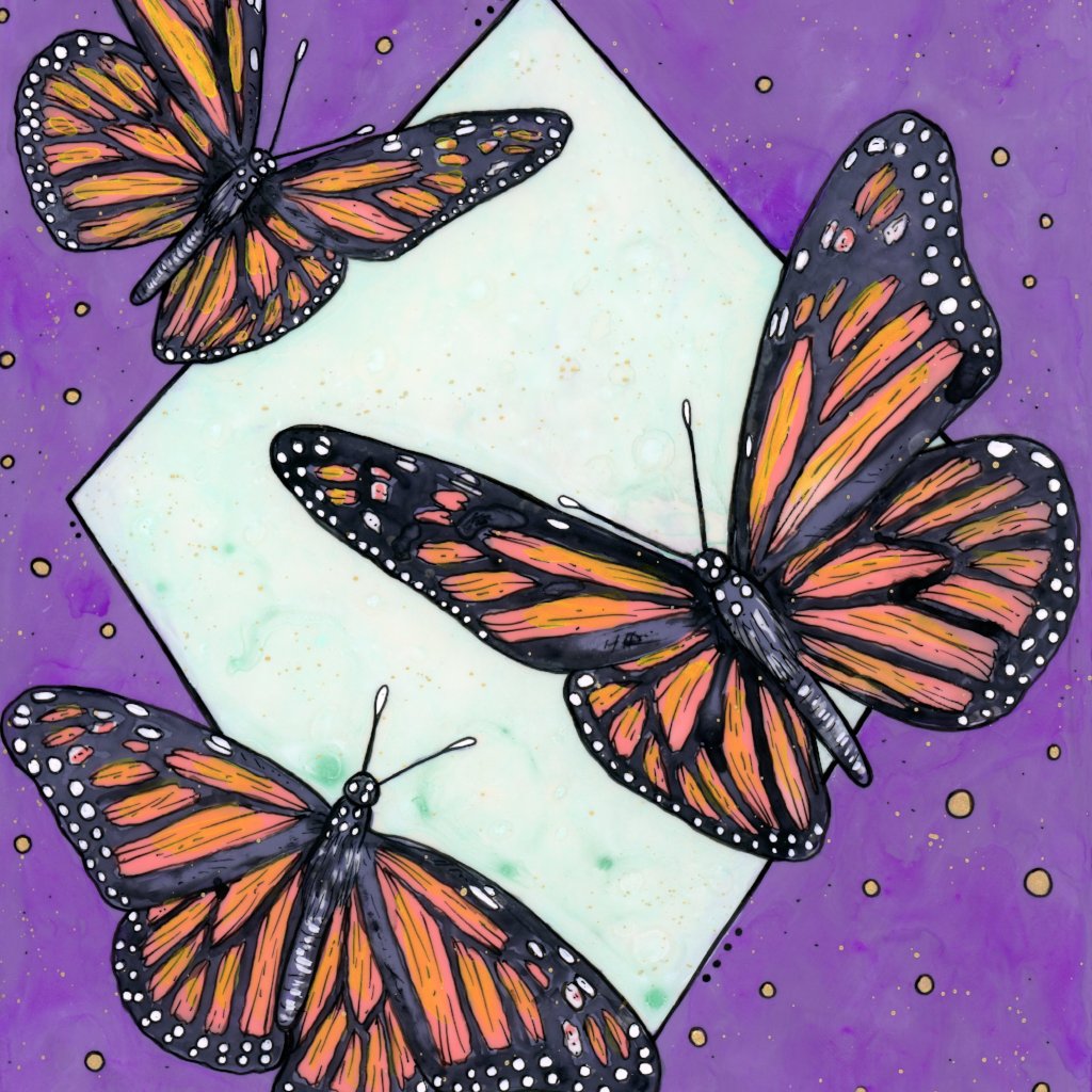 Monarchs in Purple Print